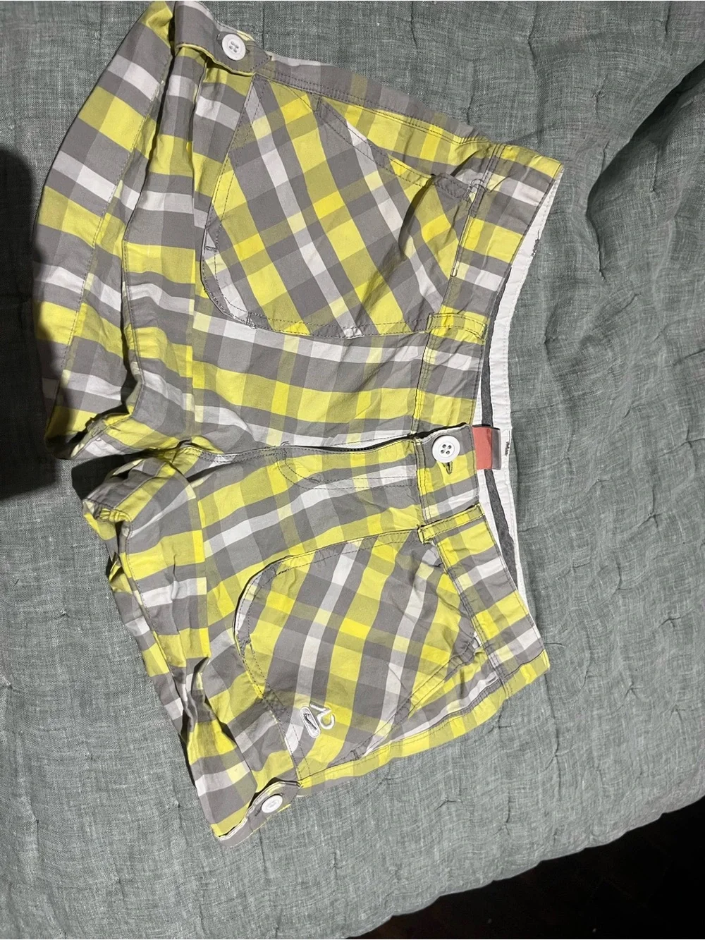 Nike Yellow & Gray Plaid Women’s Athletic Shorts